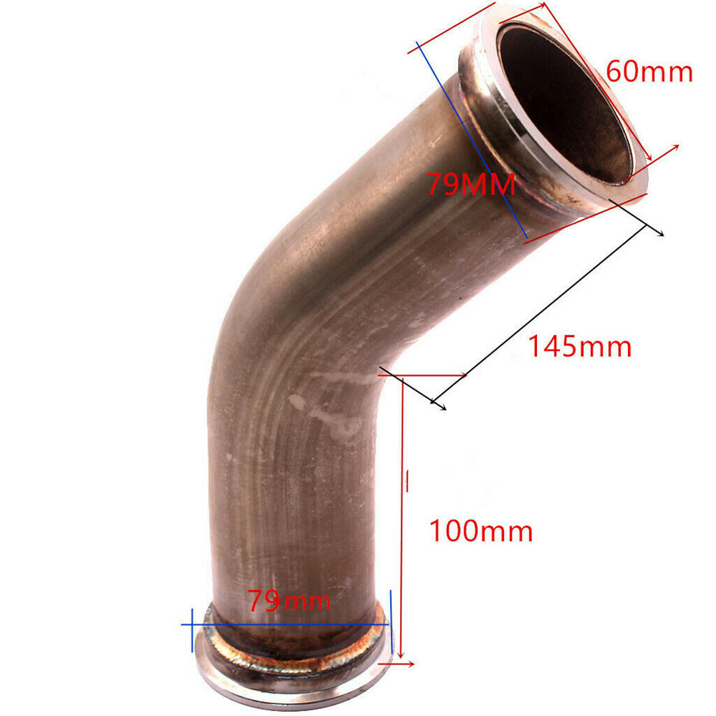 Stainless Steel 45 Degree Pipe Tube Turbo Downpipe w/ V band Flanges Clamp