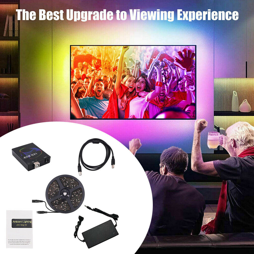 RGB 5050 LED Strip Lights with 5V Power Supply for Bedroom TV Ornaments 1m