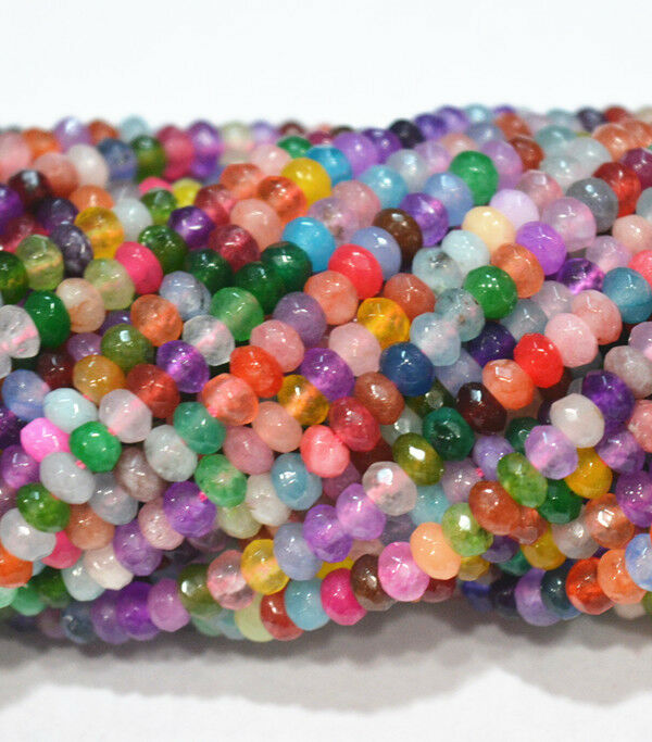 Natural 5x8mm Faceted Multicolor Dyed emerald Washers Gems Loose Beads 15'' AAA