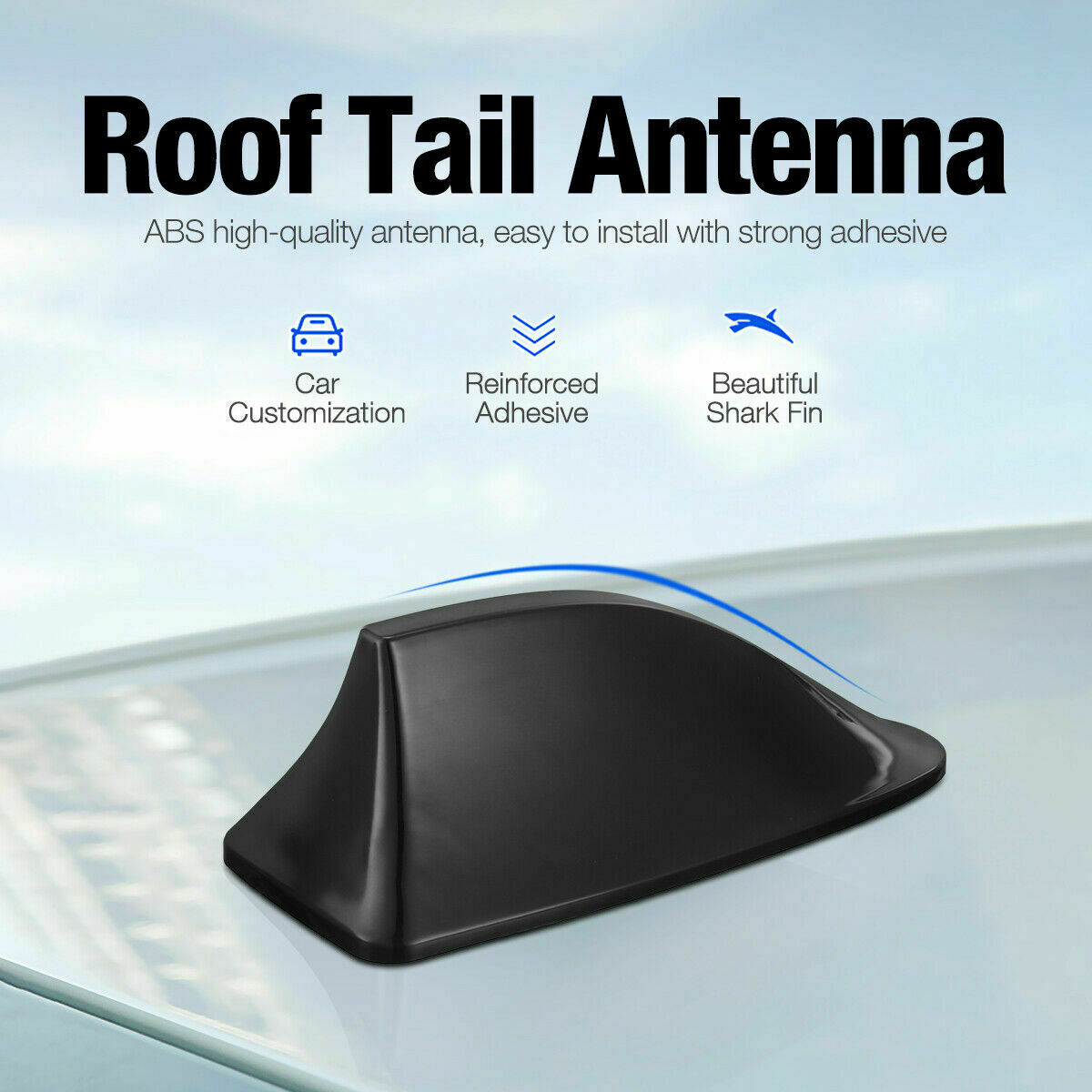 Black Shark Fin Roof Antenna Aerial FM/AM Radio Signal Decor Car Trim Universal