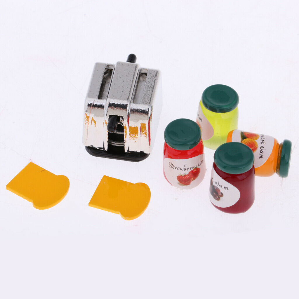 1/12 Scale Bread Maker Jam Bottle And Bread Cooking Set