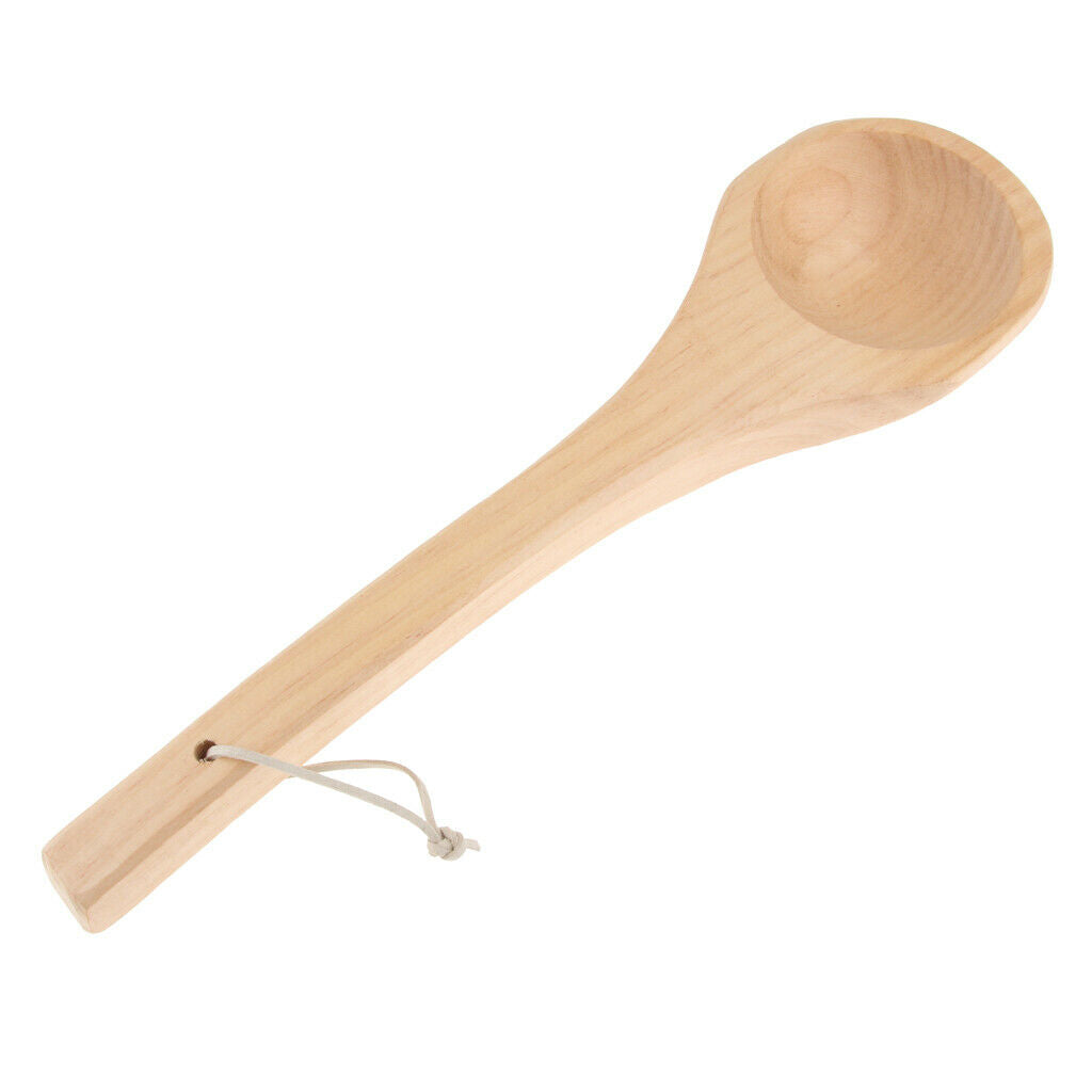 Pack of 2 Natural Wood Water Ladle Dipper Bailer Soup Spoon Wine Scoop Sauna