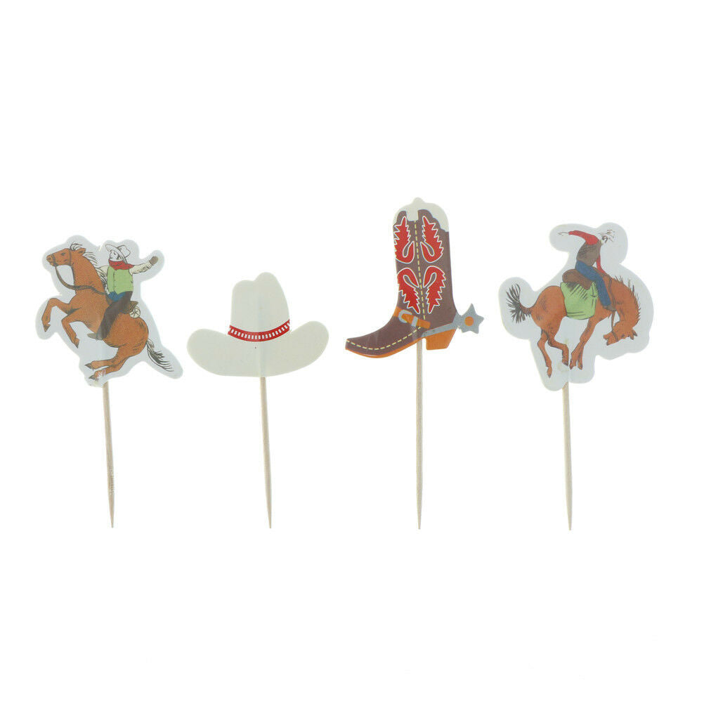 24pcs west cowboy cupcake topper birthday party cake decor supplies BDAU