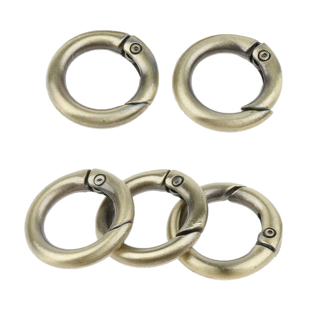 5 Pieces Zinc Alloy Round Spring Buckles Snap Hook Keychain Clip Brown 16mm