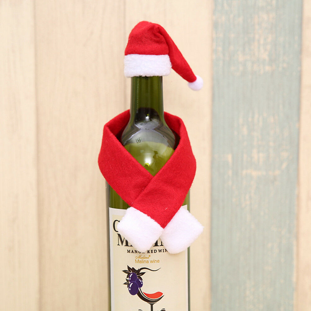 Christmas Wine Bottle Cover Hat Scarf Xmas Dinner Party Table Deco.l8