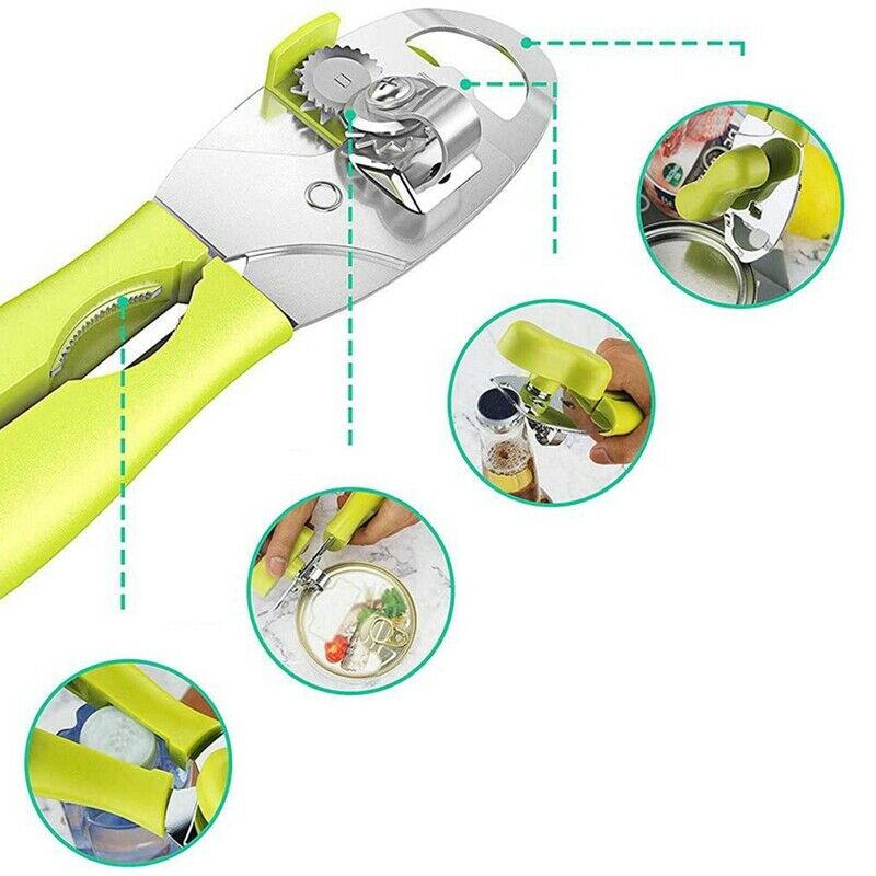 Manual Can Opener, Stainless Steel 8Inch Handheld Multifunction Can Openers D4T7