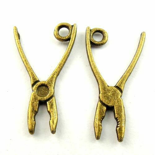 100pcs Antiqued Bronze Pliers Alloy Charm Pendant Drop Dangle Findings 24*11*2mm
