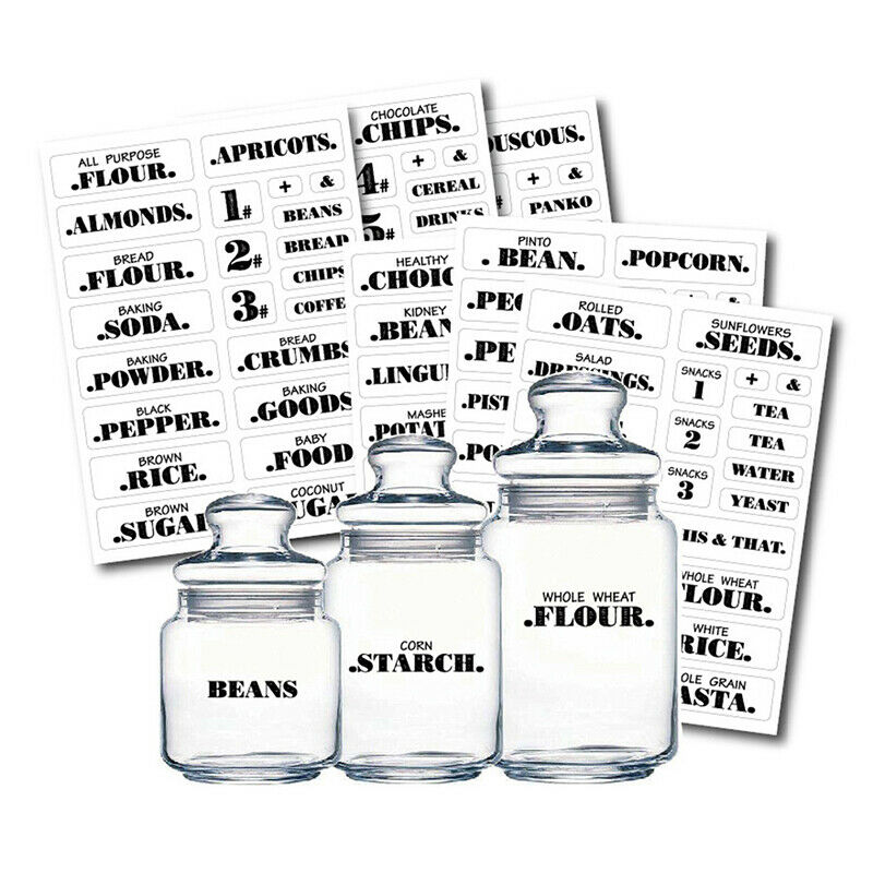 132PCS Kitchen Food Pantry Labels Preprinted Stickers Food Jar Label StickerFCA
