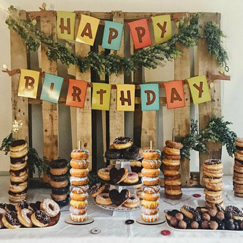 Donut Stand Wooden Wall Party Decoration Doughnut Holder Bride Wedding Su.l8