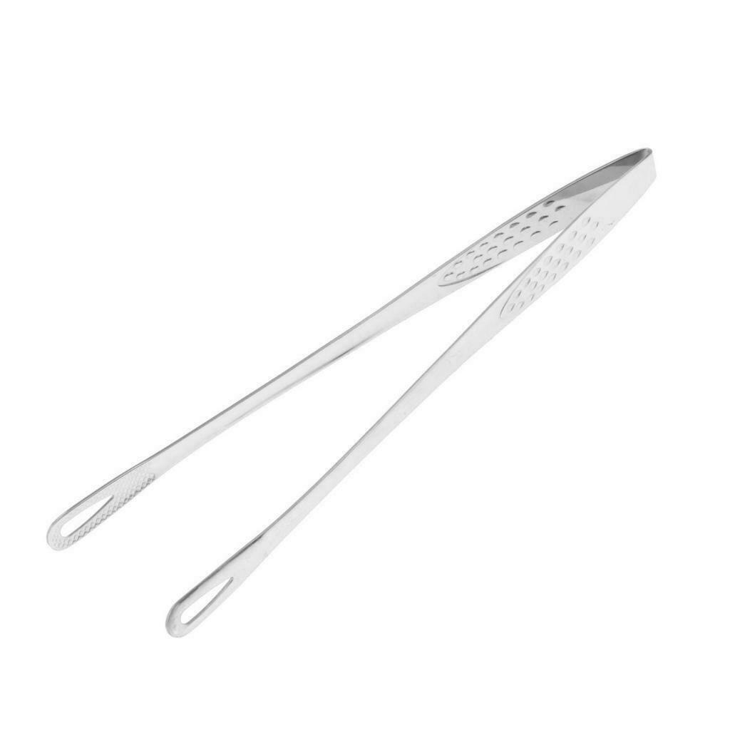 2Pcs Stainless Steel BBQ Barbecue Grill Tongs Serving Tong 9.5inch Utensil