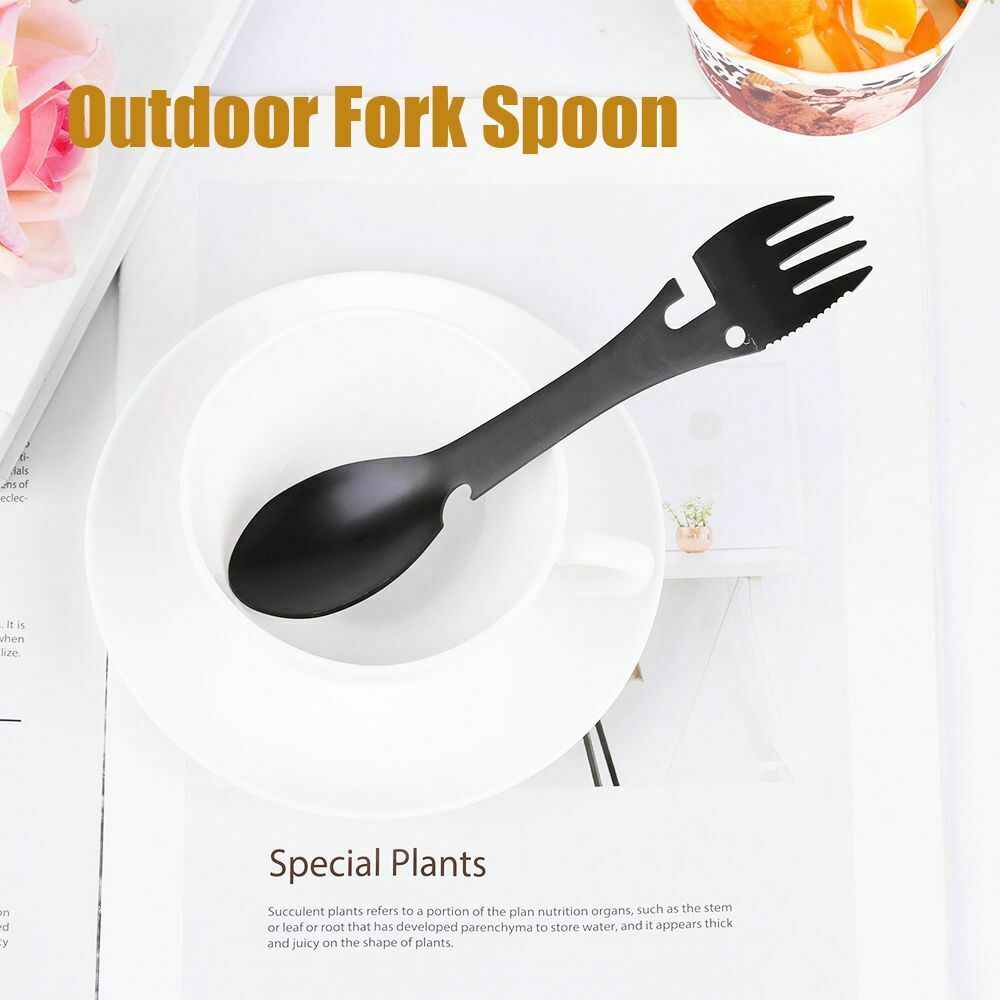 Steel Bottle Opener Can Opener Outdoor Tool Fork Spoon Camping Survival EDC Kit