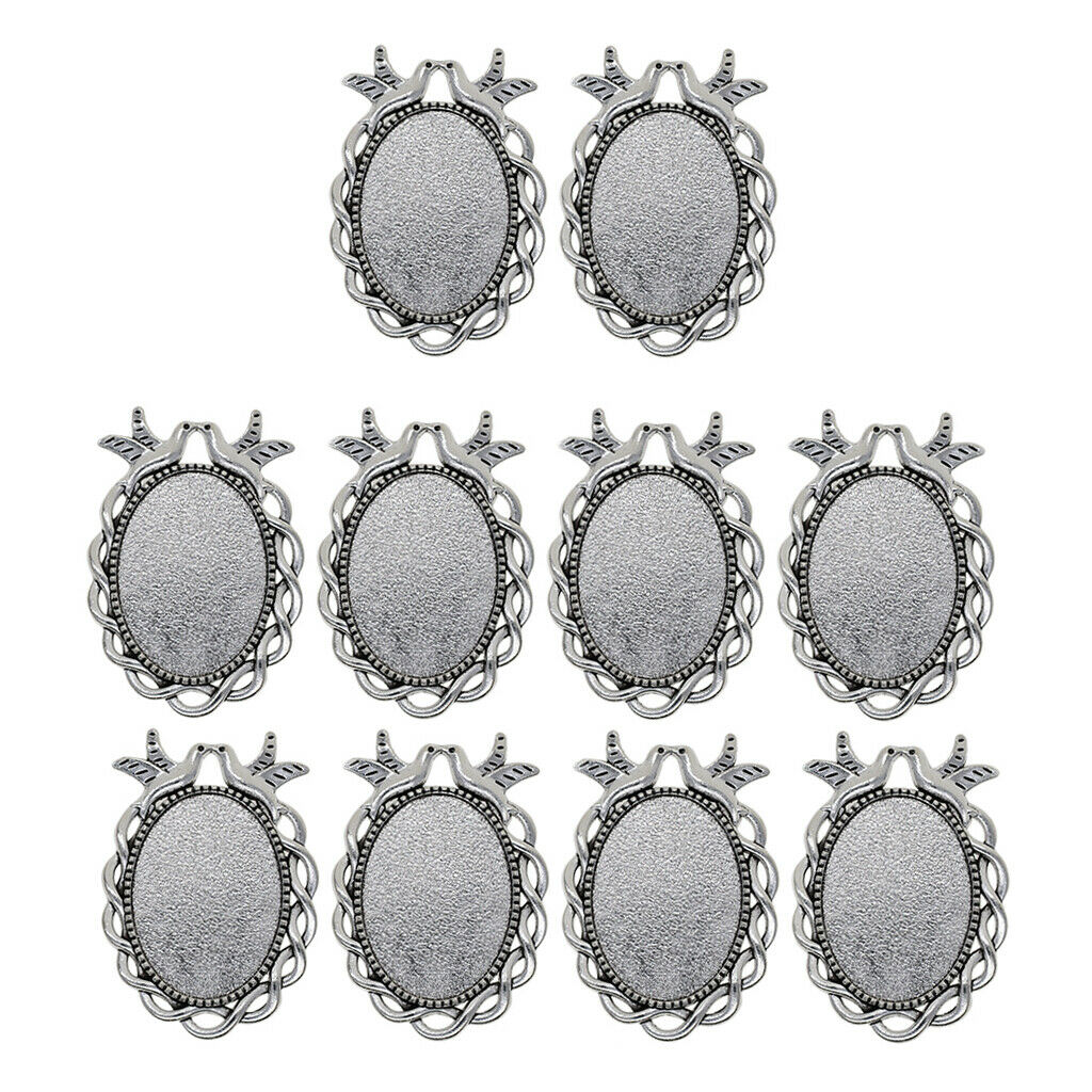 10 Pcs Stainless Steel Pendant Trays Blanks, Oval Bezel Pendant Bases, Jewelry