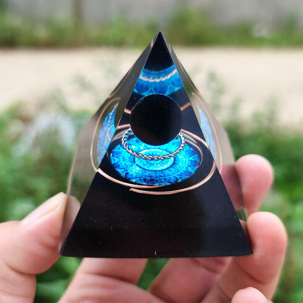 Natural Handmade Obsidian Pyramid Crystal Office Furnishing Article Ornament