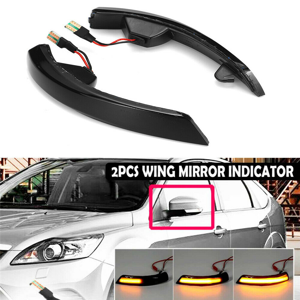 2x LED Mirror Turn Signal Lights Lamps For Ford EcoSport Kuga / Escape 2013-2018