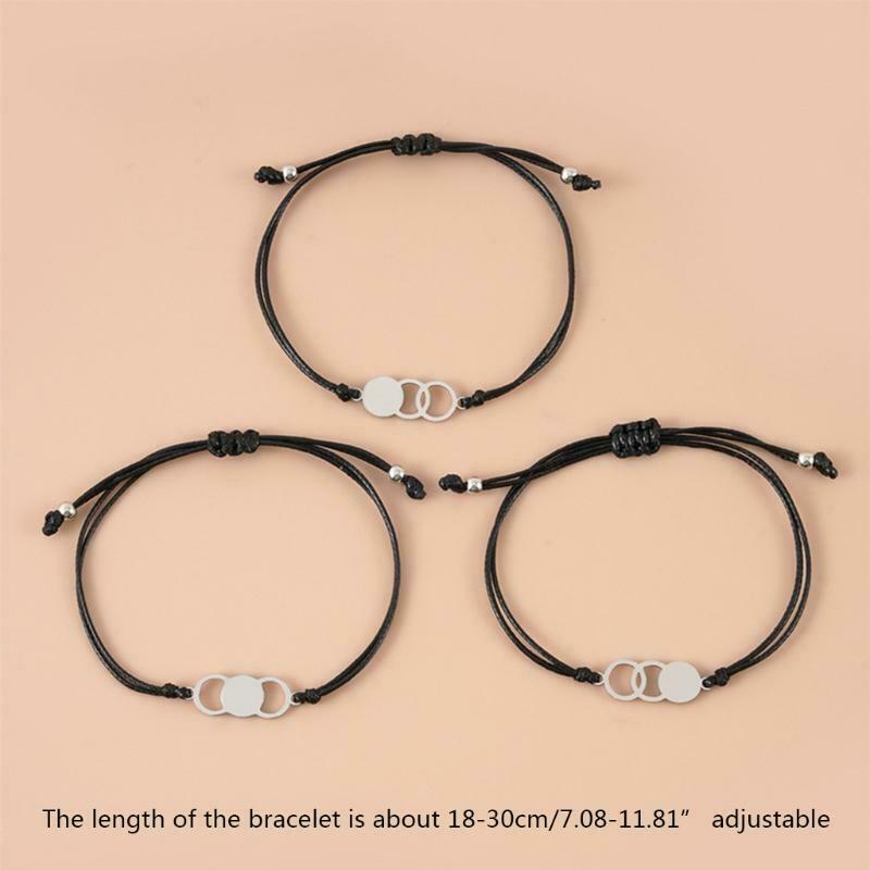 Handmade Friendship Bracelets Stainless Steel Charms Bracelet Adjustable Strings