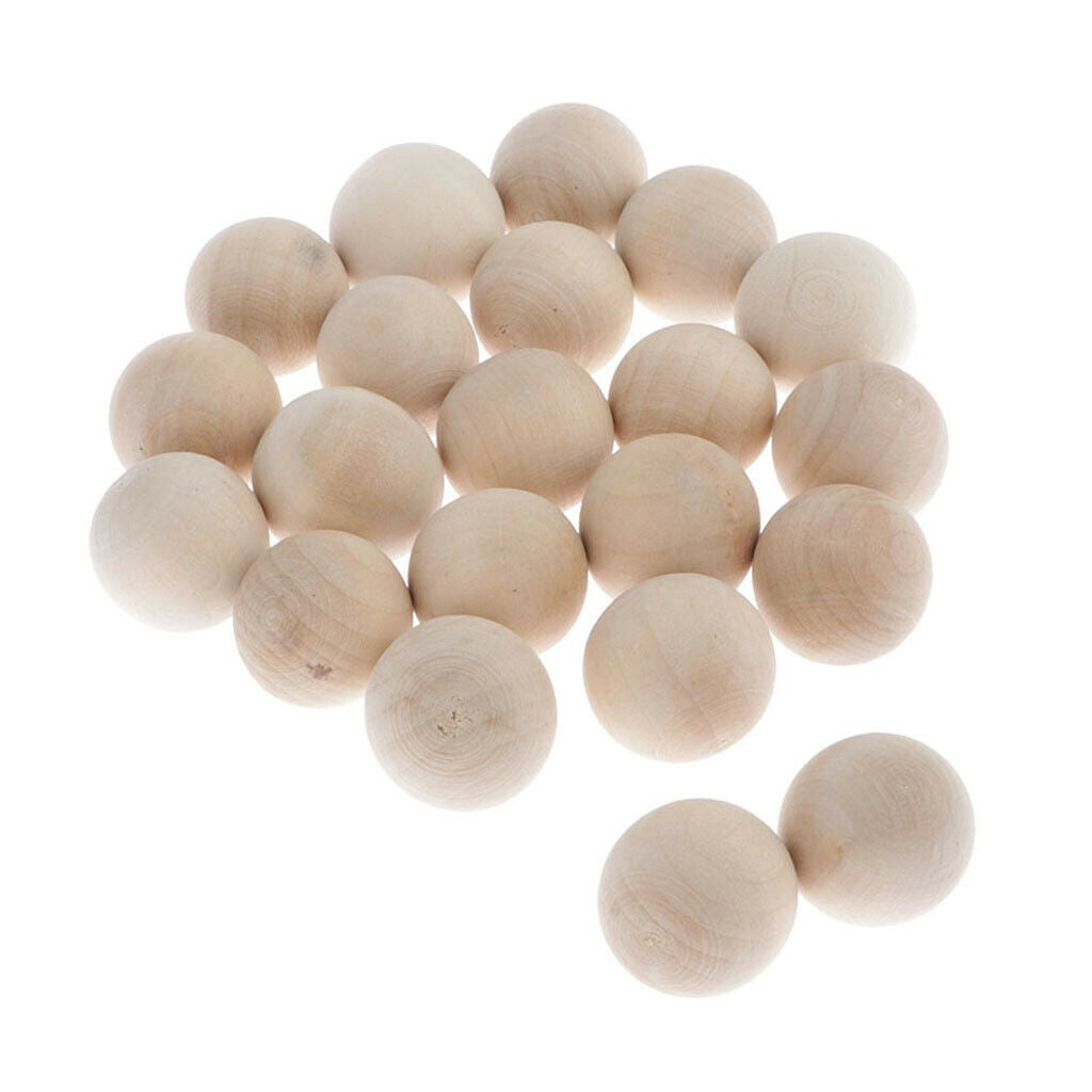 10x Unfinished Natural Wooden Spacer Beads Round Ball for DIY Craft Jewelry 30mm