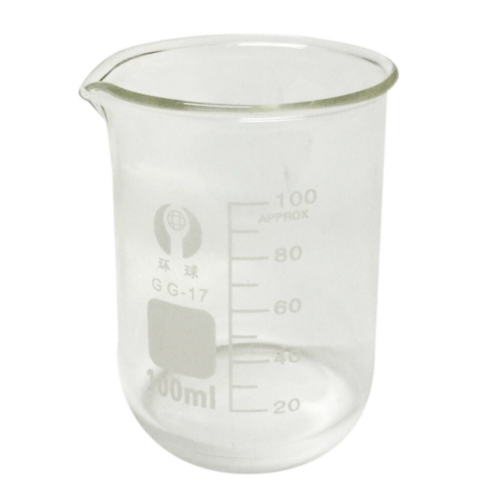 Glass Beaker Lab Measuring Cup Borosilicate Containers 100ml+150ml Clear