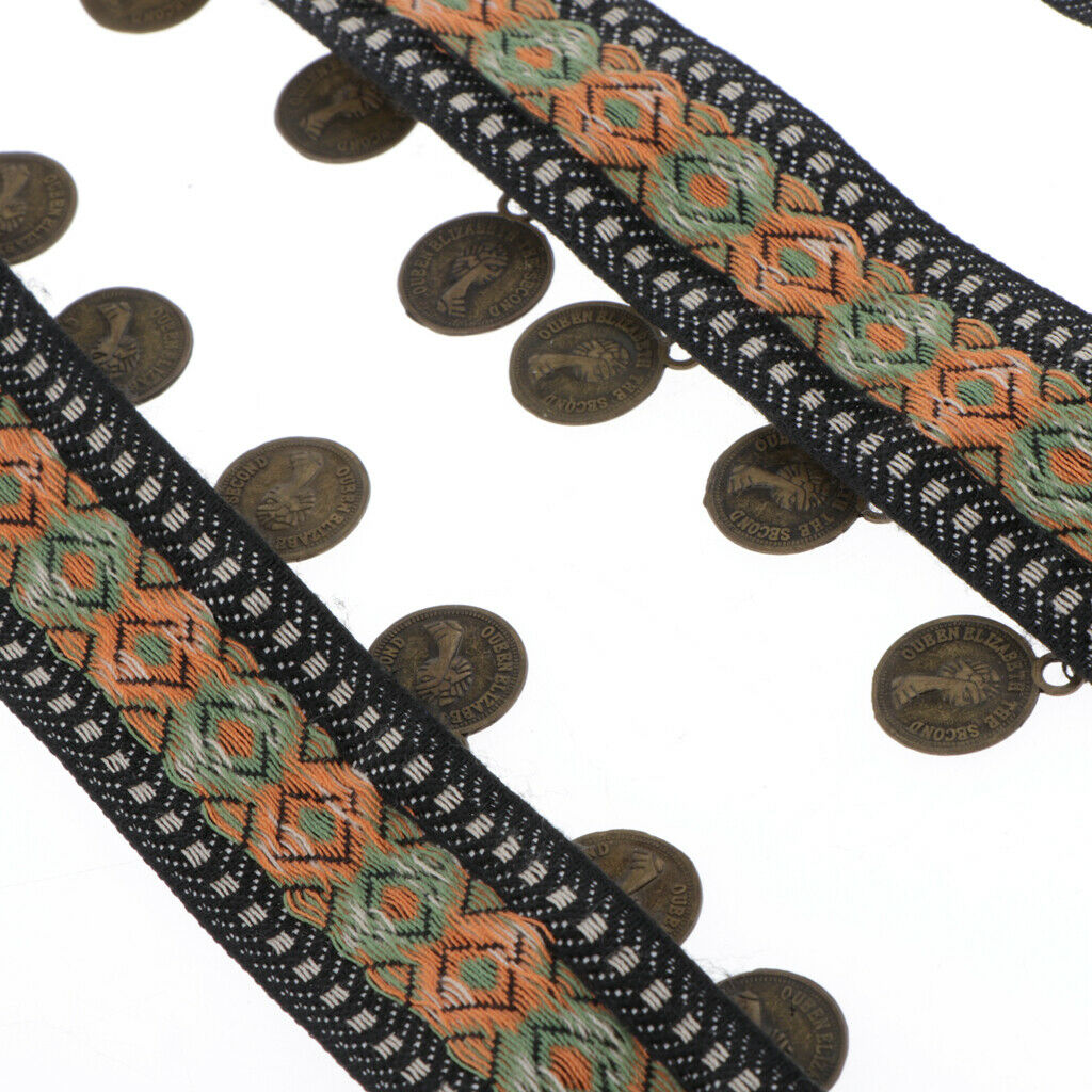 1 Yard Jacquard Ribbon Fringe Trim for Costume Hat Curtian DIY Accessories