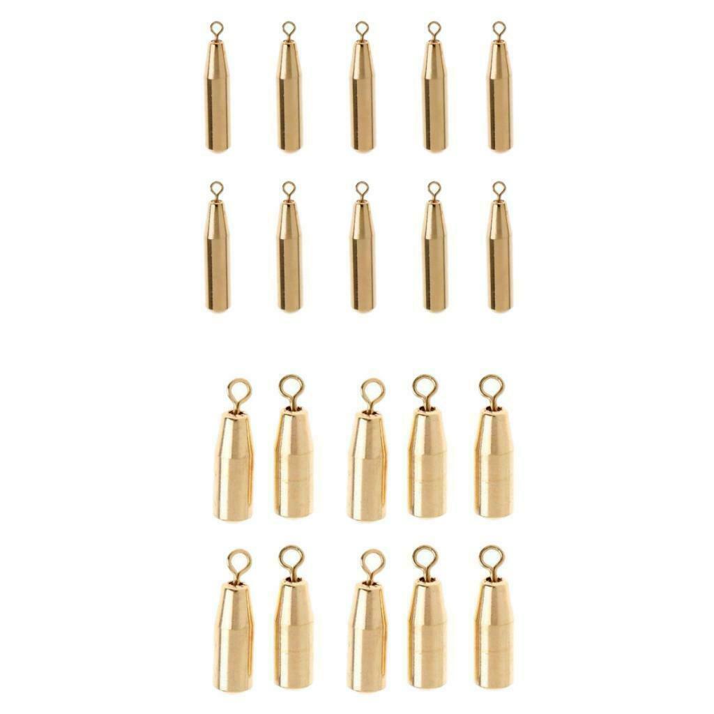 Set of 20pcs Fishing Sinkers Brass Sinkers for Freshwater and Saltwater