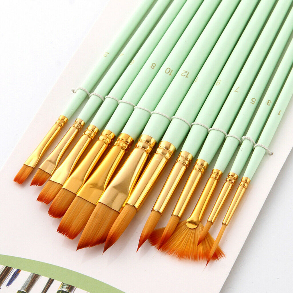 12pcs Mixed Shape Pen Brush Artist Painting Brush Drawing Bursh Art Supply