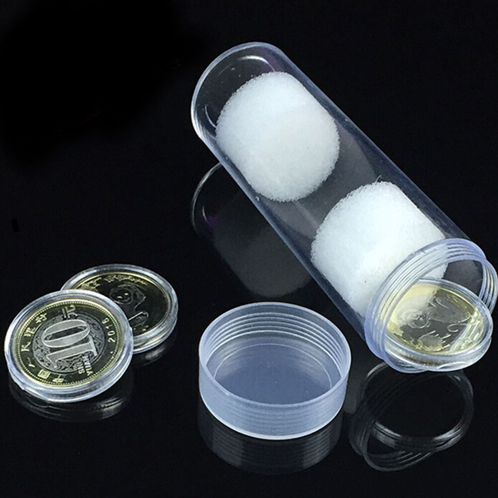 27mm Applied Clear Round Cases Coin Storage Protective Tube Holder Plasticã€b Qx