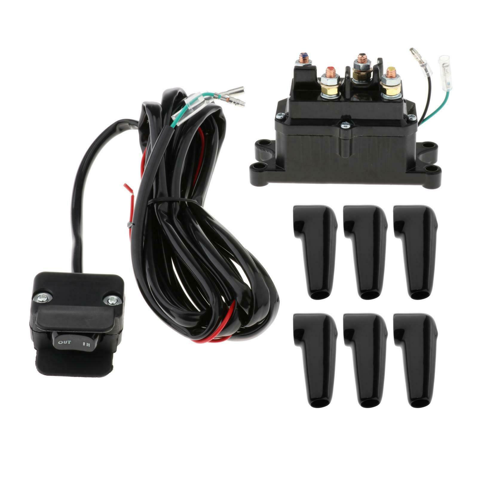 12V Winch Solenoid Relay with Winch Rocker Thumb Switch Set for ATV UTV