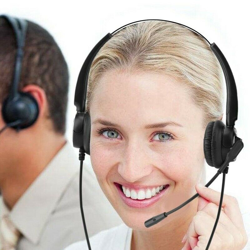 4-Pin RJ9 Call Center Office Noise Cancelling Corded Headset Headphone with MiT8