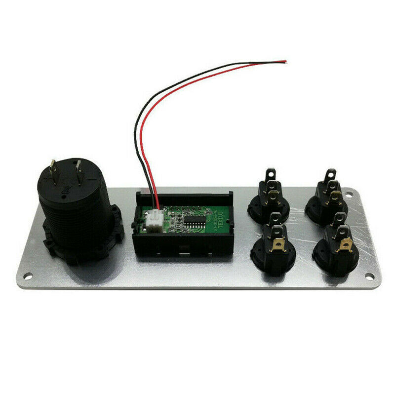 12V 10A 2 USB Switch Panel Voltmeter Car Charger Power Socket Rocker Boat Marine