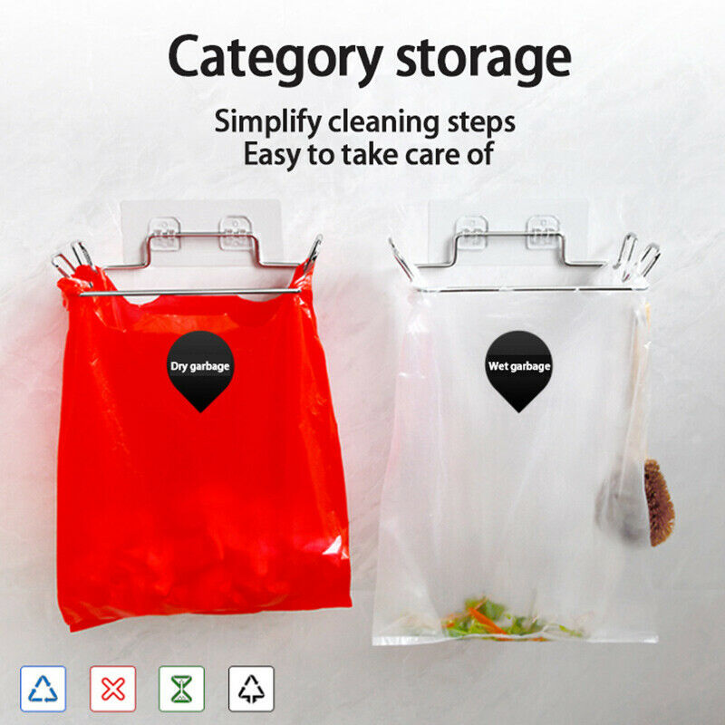 Stainless Steel Door Garbage Trash Bag Towel Hanging Holder Rack Storage LPB TL