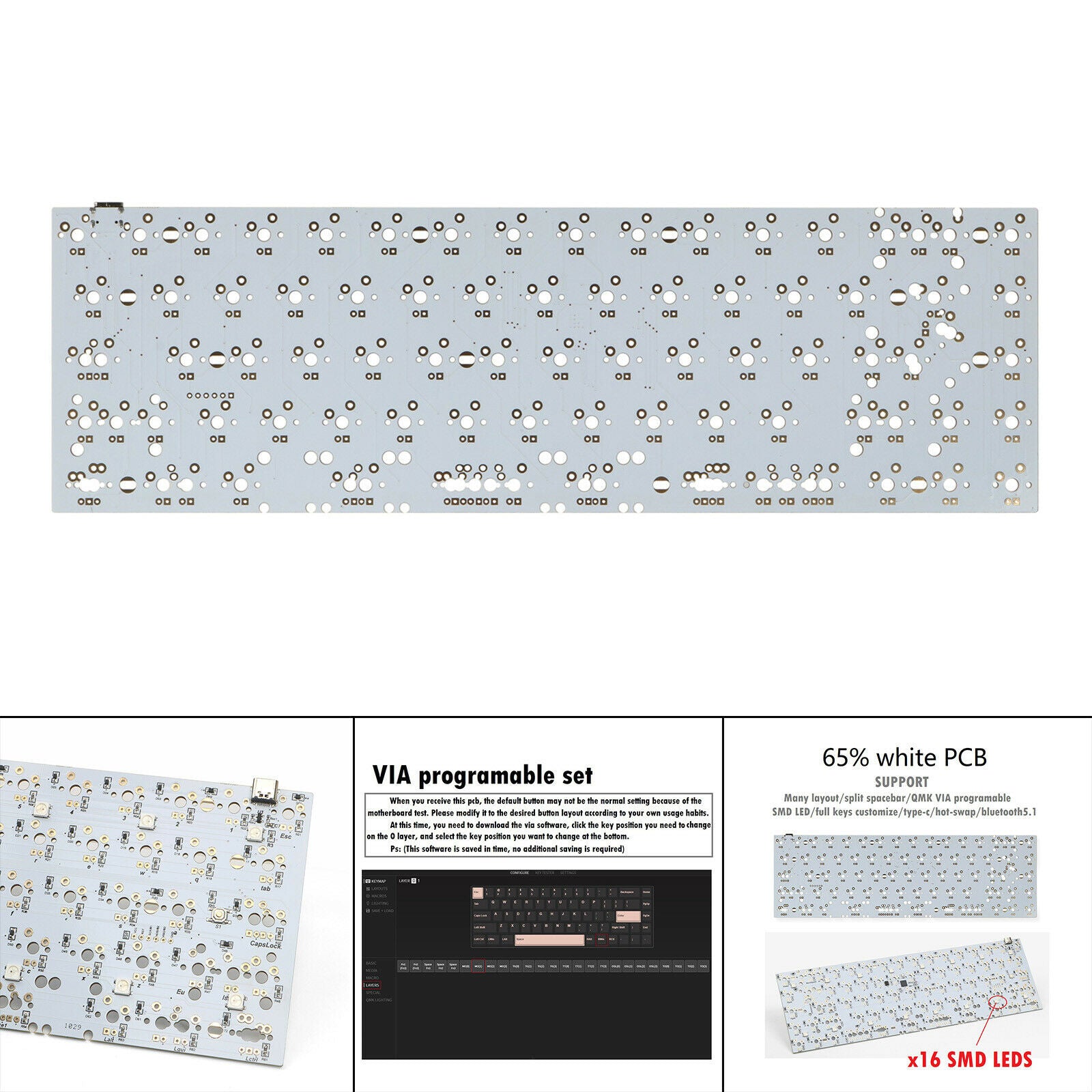 Customized XD68V3.0 65% PCB Circuit Board RGB Backlight Hot-swappable Stock