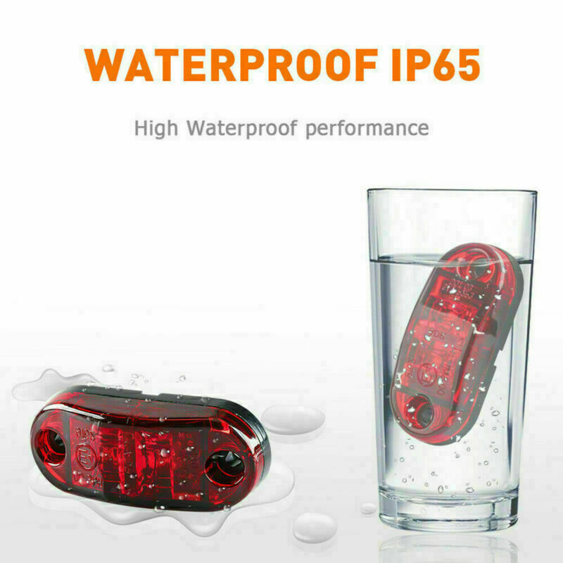 10Pcs Red 2 LED Light Oval Car Clearance Truck Trailer Side Marker Tail Lamp 12V