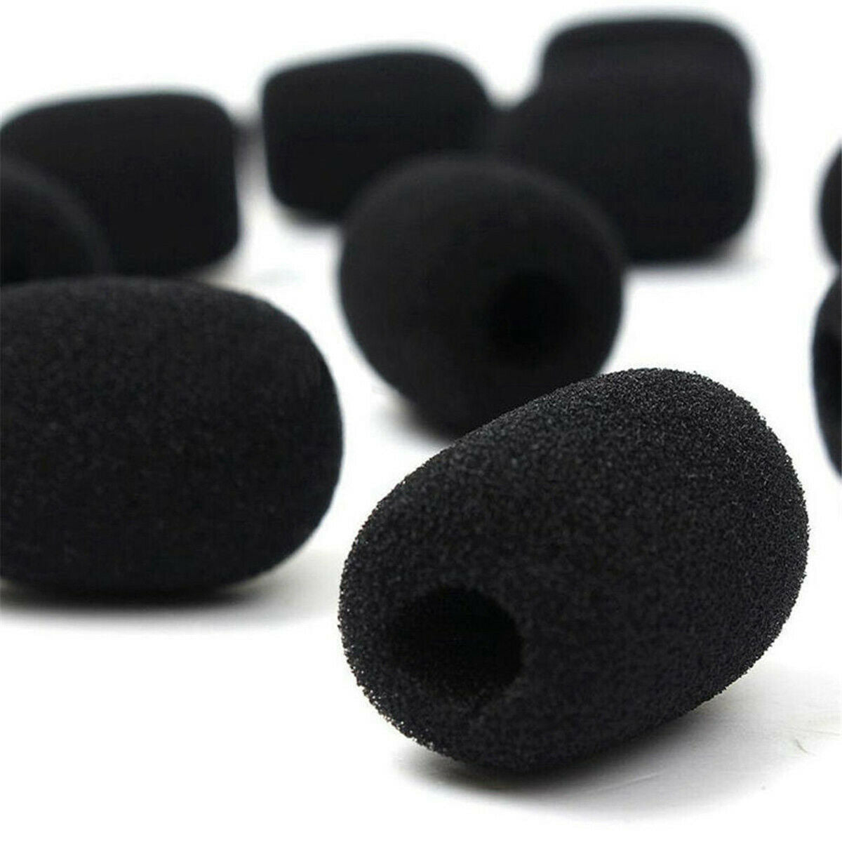 30PCS Microphone Headset Grill Windscreen Sponge Foam Black Mic Cover