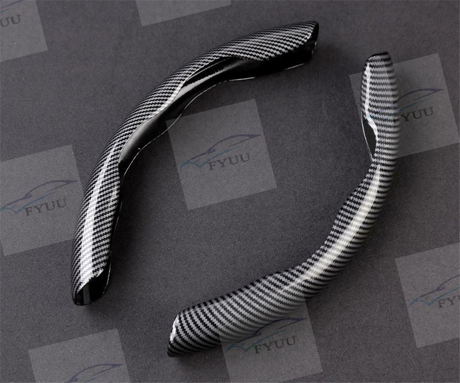 2PC Car Interior Steering Wheel Booster Cover Carbon Fiber Look Non-Slip Cover