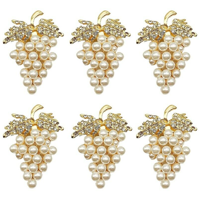 Grapes Napkin s Set of 6, with Glitte Imitation Diamond and Pearls Inlay AllJ5Z6