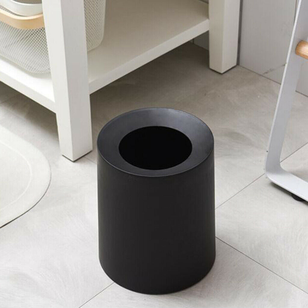 Waste Basket Trash Can For Bathroom Round Modern Garbage Bin 8L black