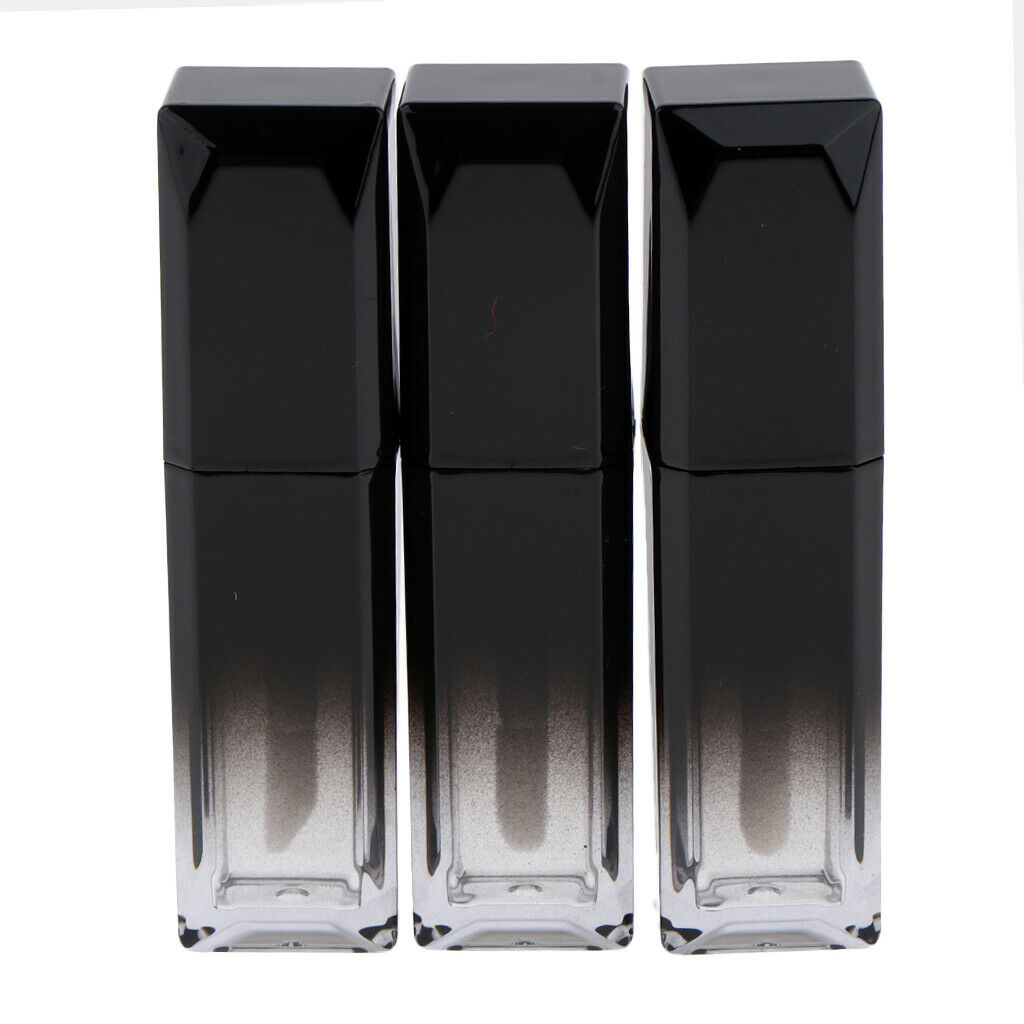 3pcs Refill Lip Gloss Bottle Lipstick Cosmetic Tube 4.5ml Black Ombre Clear