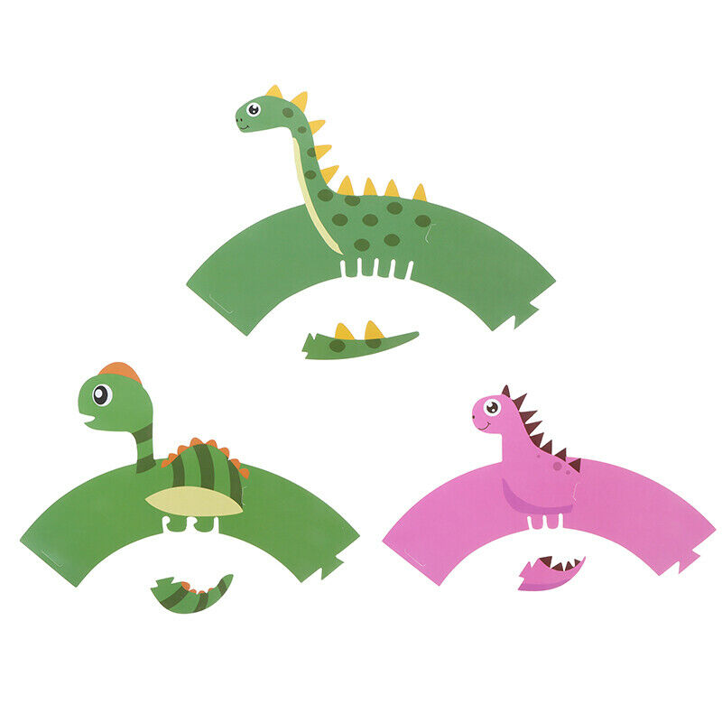 10pc Birthday Dinosaur DIY Cupcake Wrappers Toppers Cake Decorations Baby ShowSJ