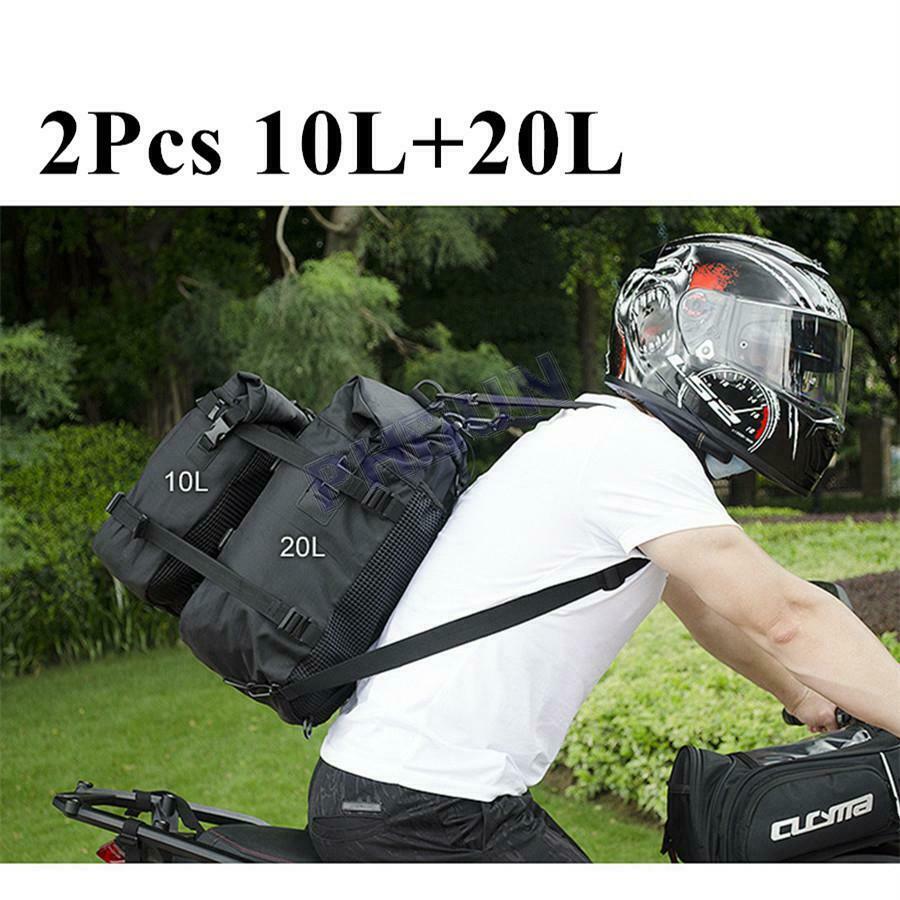 10L Motorcycle Scooter Tail Bag Storage Backpack Shoulder Bag Black Waterproof