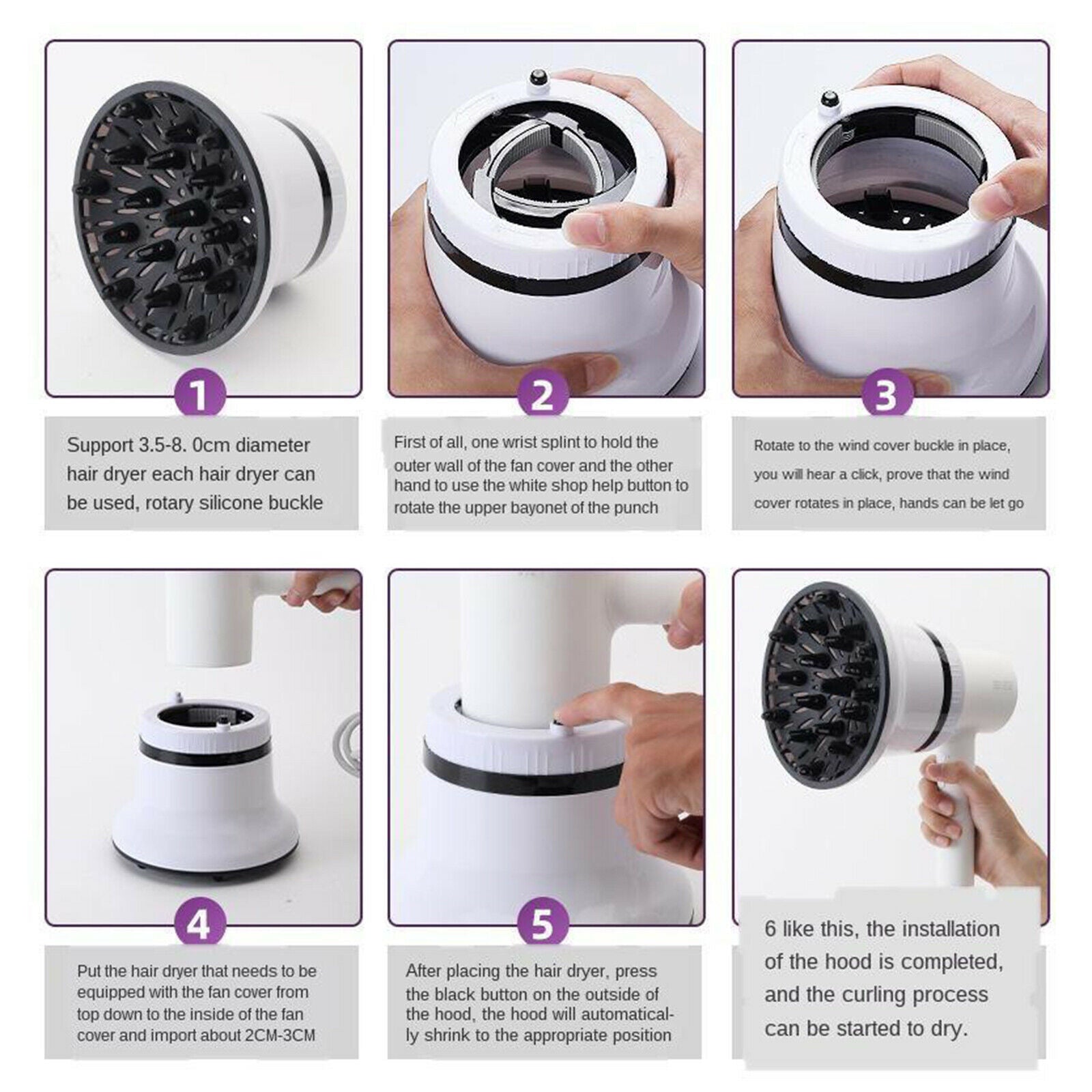 Hair Diffuser for Curly Hair Suitable for Hair Dryer with 1.4 Nozzle