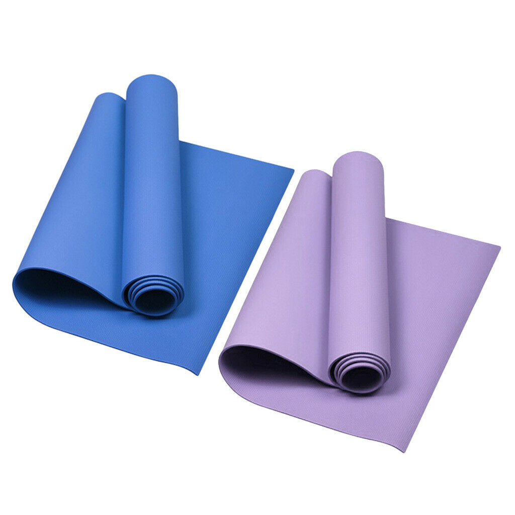 2Pcs Yoga Mat Gym Cushion Pad for Pilates Stretching Camping Purple+Blue