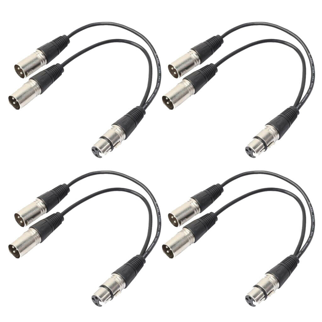 4x 3 Pin XLR Female to Dual XLR Male Balanced Microphone Splitter Cable
