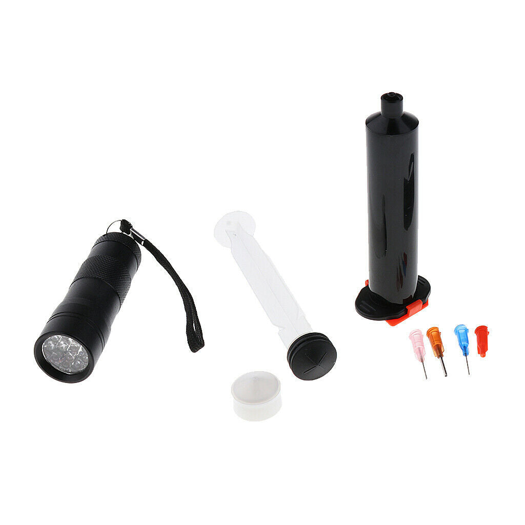 5CC/ML UV Epoxy Cure Syringe with 3 Needle Fly Tying Flies Glue Coating Tool