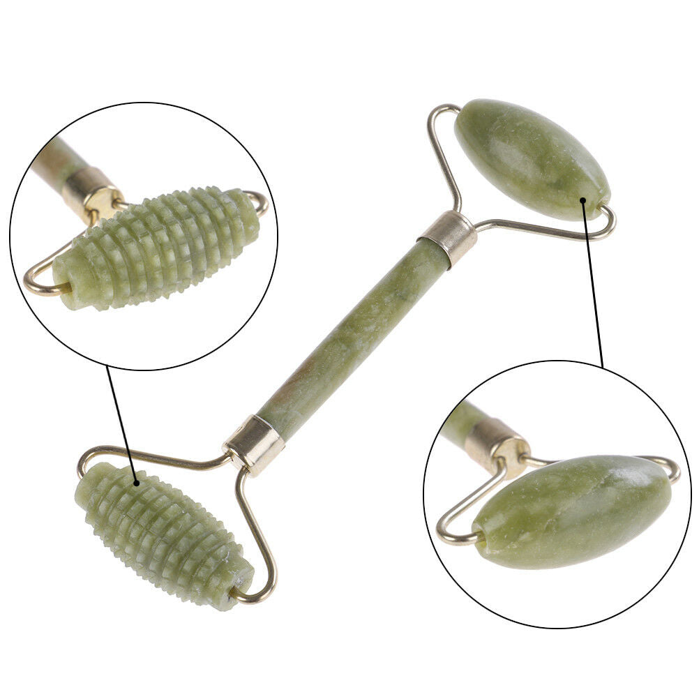 Natural jade stone face massager rollers spa head neck body facial tools .l8