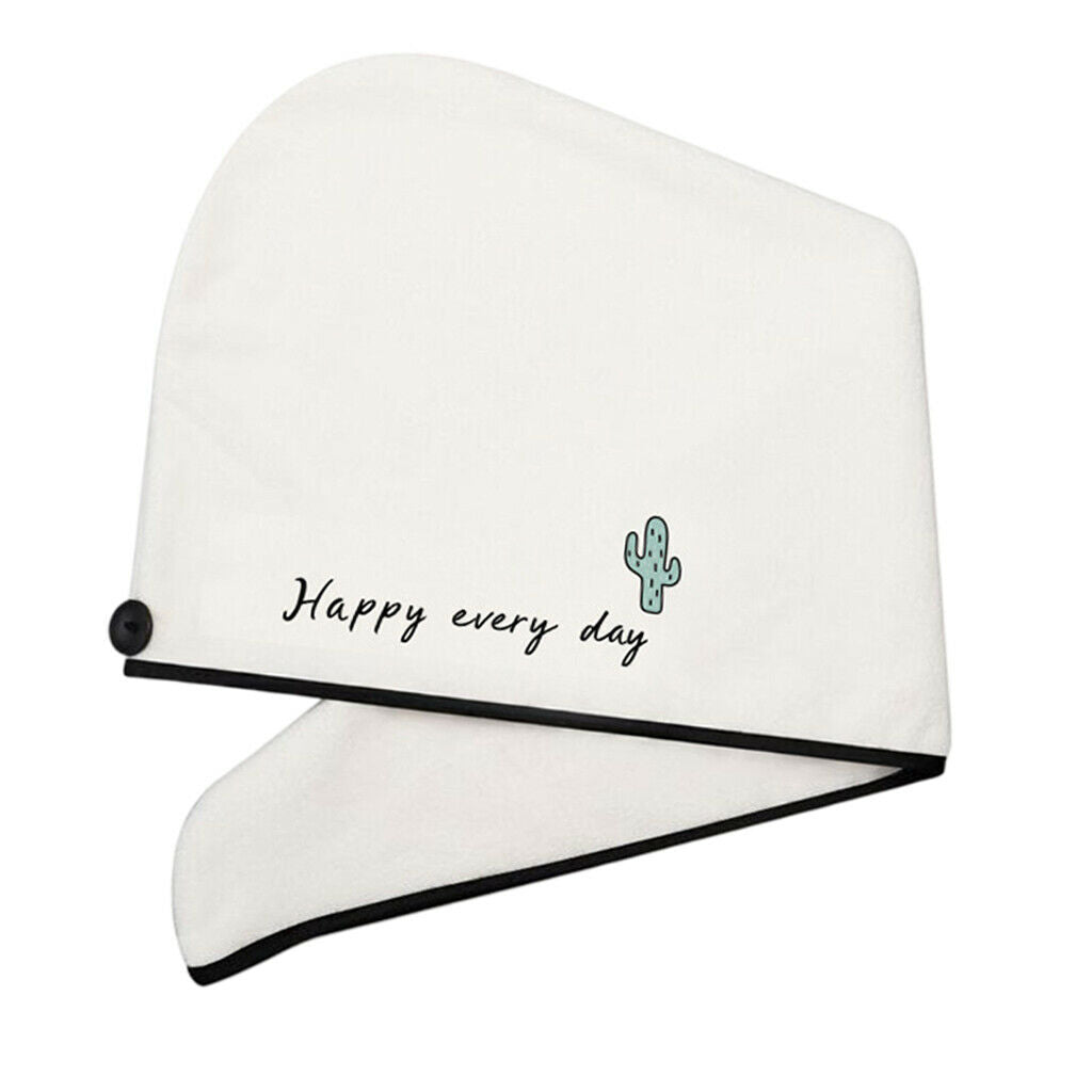 Water-absorbent Hair Towel Wrap Drying Hair Towel w/ Button Bathing Bath Hat