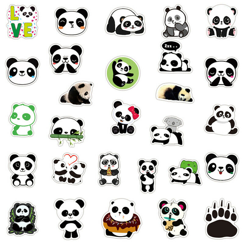 50pcs Small Panda Stickers Classic Graffiti For Suitcase Cool Laptop Skatebo Kt