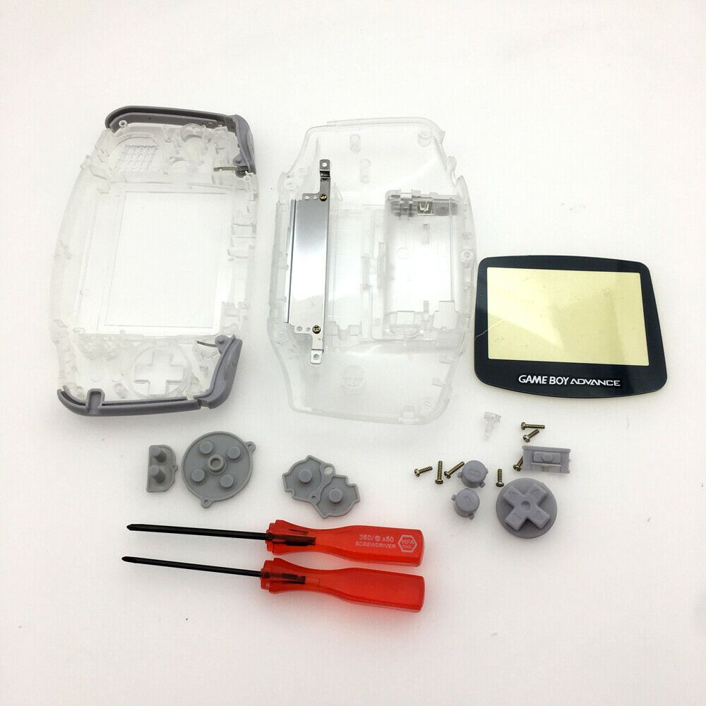 Clear White Housing Shell case Full Mod Repair Parts For Game Boy Advance GBA
