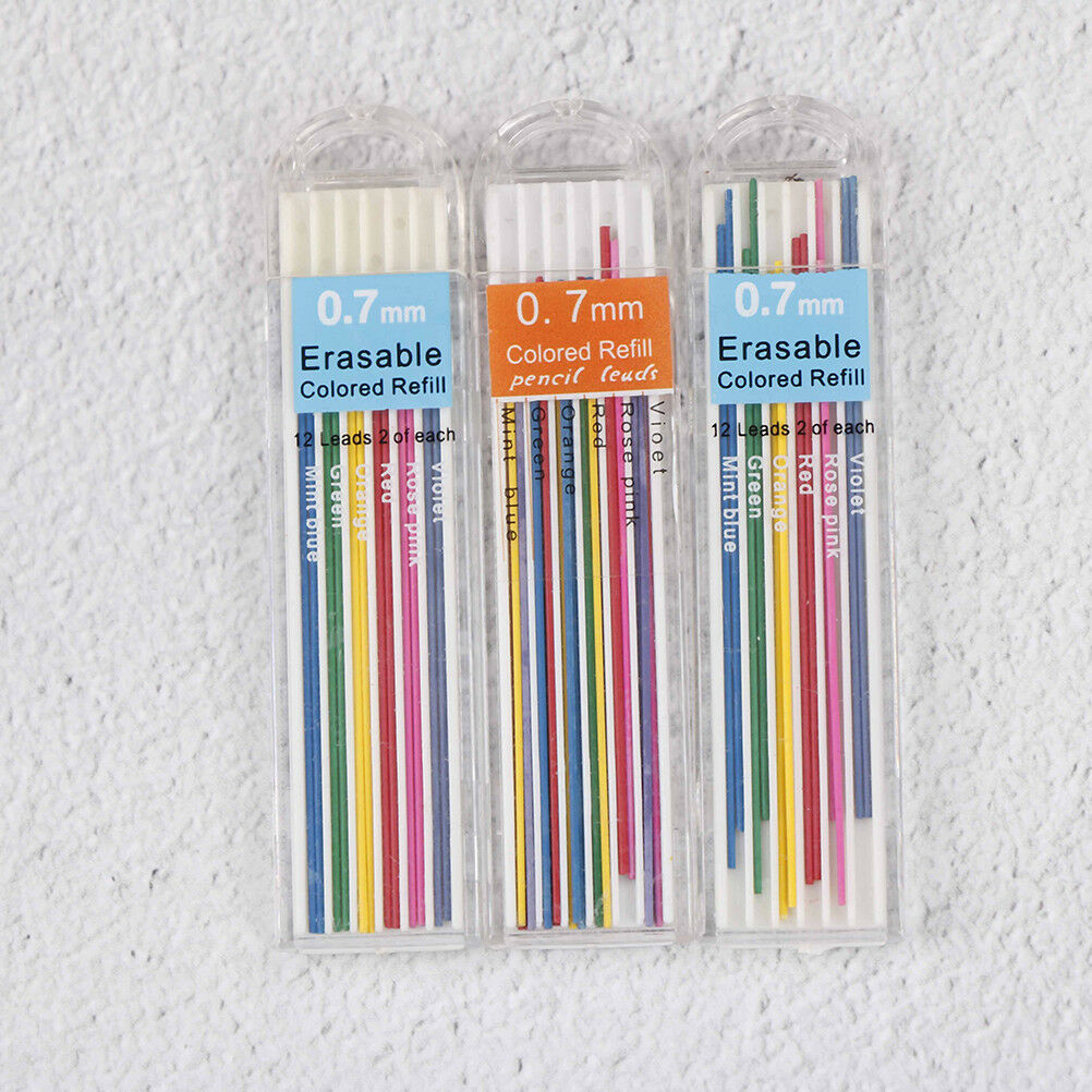 3 Boxes 0.7mm Colored Mechanical Pencil Refill Lead Erasable Student Stati.l8