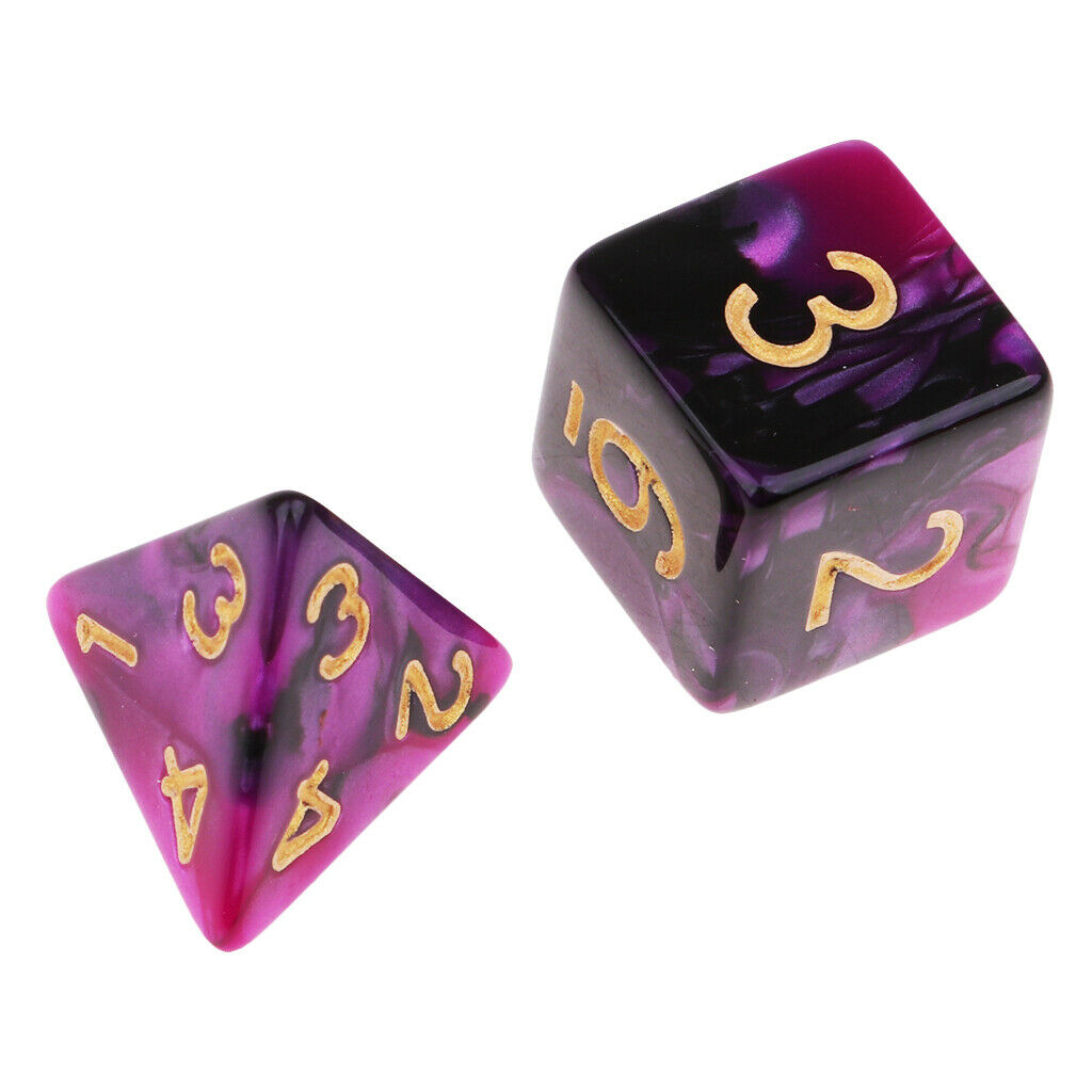 Pack of 7 Two Color Polyhedral Dice Die D4 D6 D8 D10 D12 D20 for DND Game