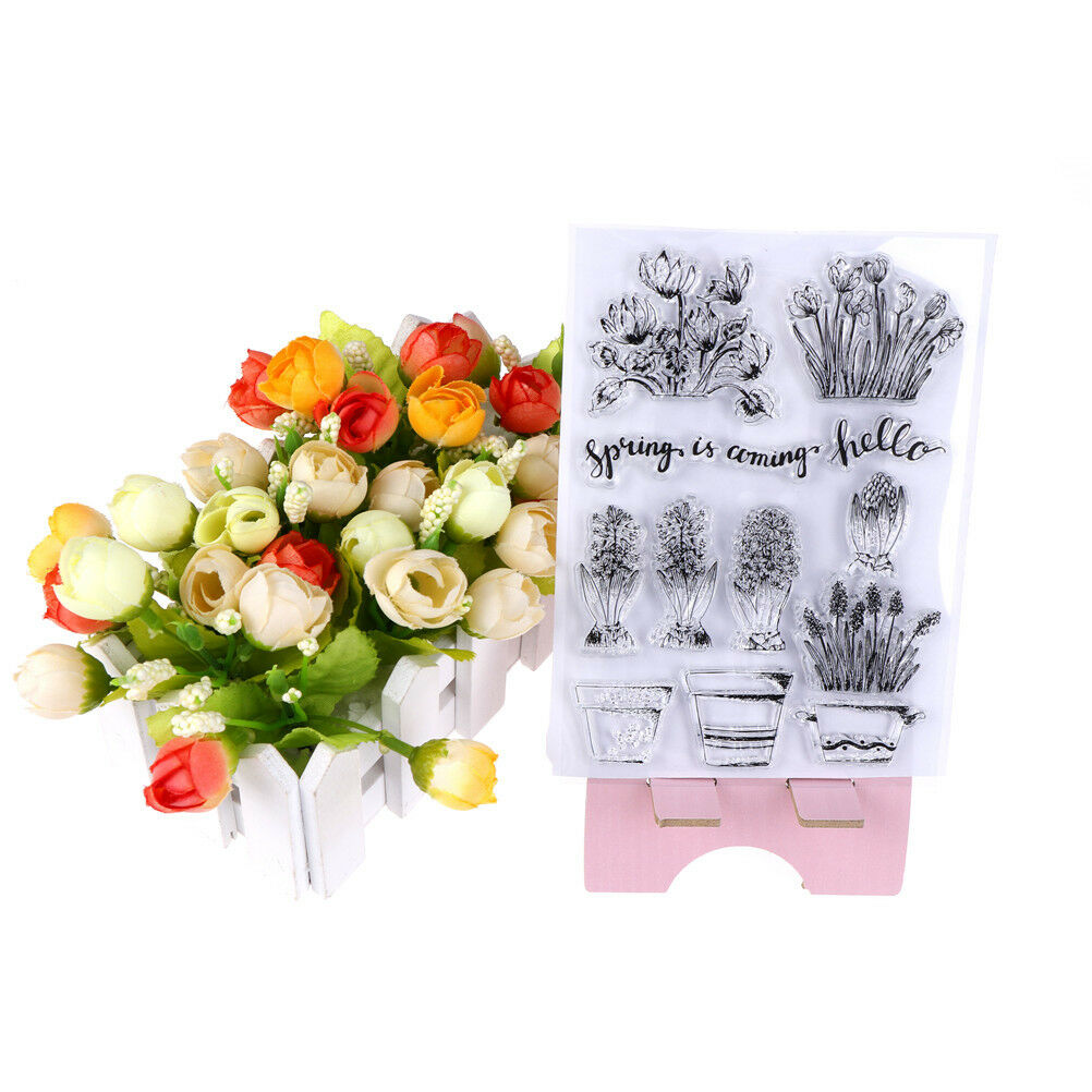 Transparent Clear Silicone Stamps Flower pots for DIY Scrapbooking CardMak.l8