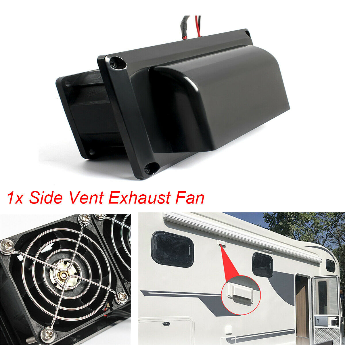 1PCS 25W Side Vent Exhaust Fan Plastic Black For RV Camper Trailer Boat Yacht